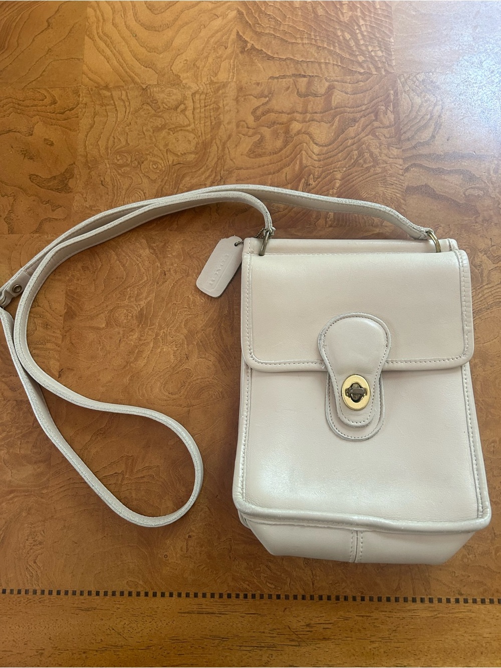 Coach Vintage Murphy Cream Leather Turn-Lock Crossbody Bag